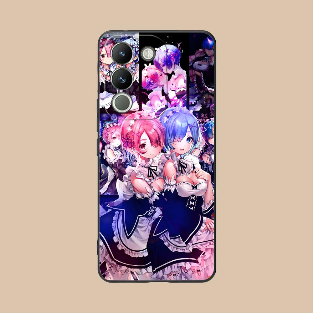 ReZero Рем Рам Матовый ТПУ Чехол для Мобильного Телефона для VIVO Y77 76 75 74 73 72 58 56 55 51 50 38 36 Y19 Y18 Y03 Y01 5G Цветная Крышка