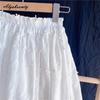 Japanese Mori Girl Summer Women White Skirt High Waist Floral Elegant Skirt Cotton Embroidery Feminine Party Fairy Skirt