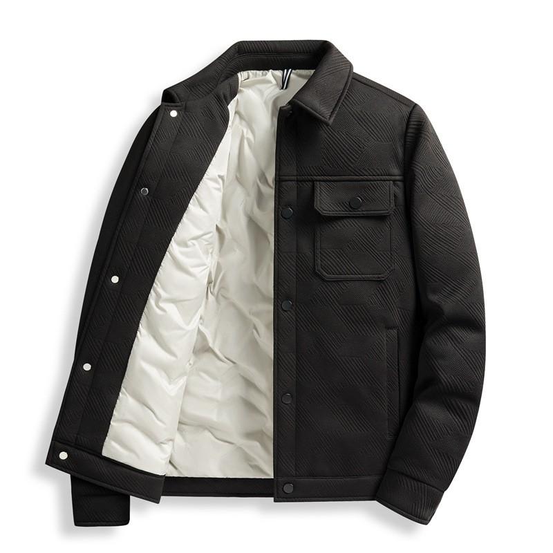 Mens Winter Puffer Jacket Loose Fit Casual Turn-Down Collar 50% Duck Down Warm Lightweight Outerwear Cold Days