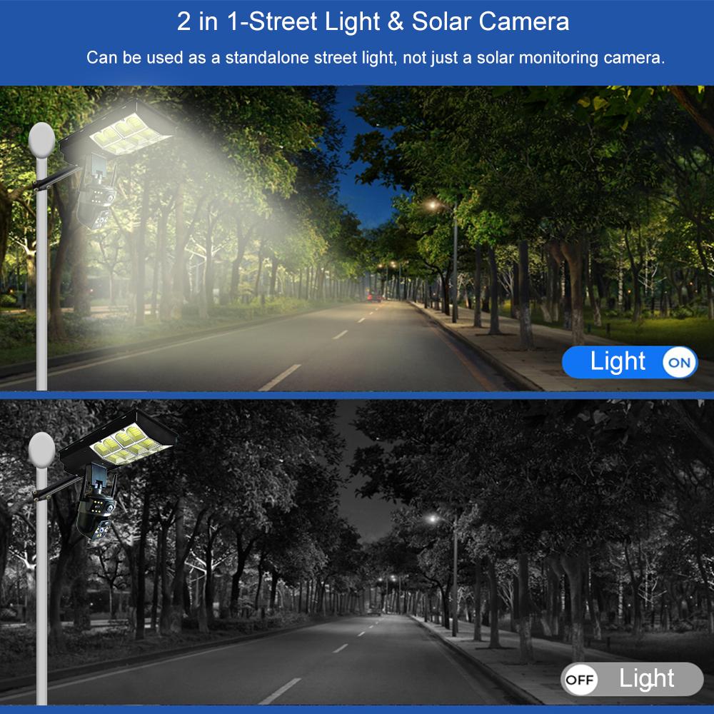 2-in-1 Solar Street Light – Courtyard Lamp & Security Camera, Auto Solar Charging Surveillance
