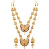 Fashion 18k Gold Plated Latest Long Short Combo Traditional Temple Necklace Jewellery Set for Women
