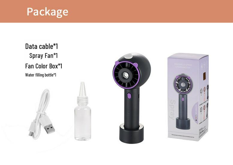 Cartoon Mini Handheld Humidifying Fan with USB Charging