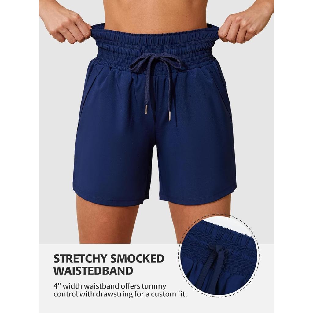 CHARMLEAKS Женские шорты для плавания высотой 6 дюймов с высокой талией Быстросохнущие пляжные шорты с карманами