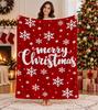 Red Merry Christmas Flannel Throw Blanket White Snowflake Soft Warm Blanket Xmas Holiday Home Decor Sofa Couch Bed Winter Gift