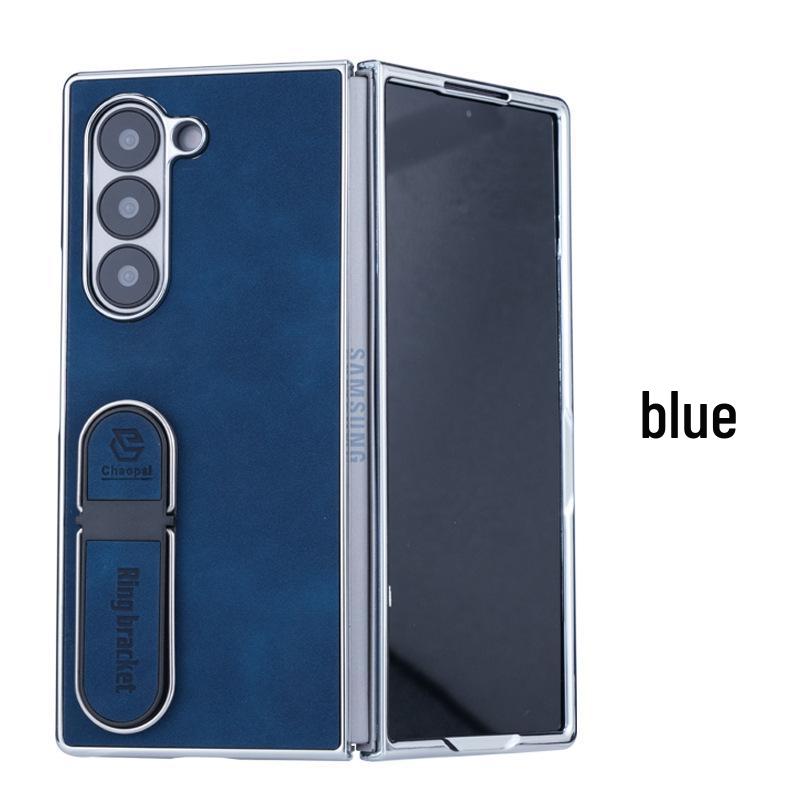 Чехол для телефона Samsung Z Fold7/6: Гальванизированная кожаная подставка для защиты складного экрана (Подходит для моделей 5/4/3)