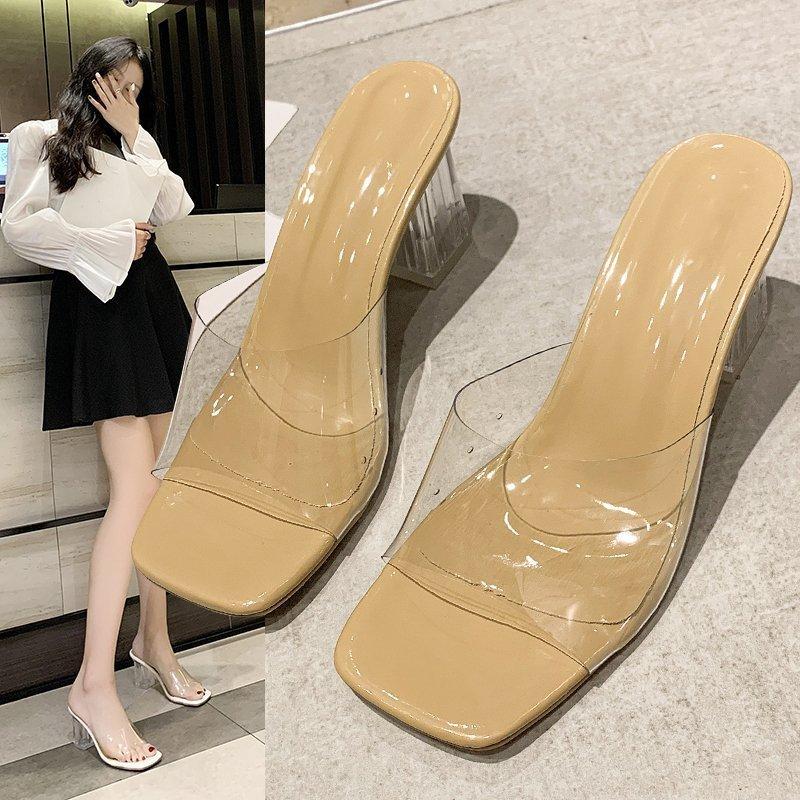 Fashion Women's Fashion Transparent High Heels Women's Sandals Summer Women's Sandals Slippers Fish Mouth Transparent Casual Women Shoes