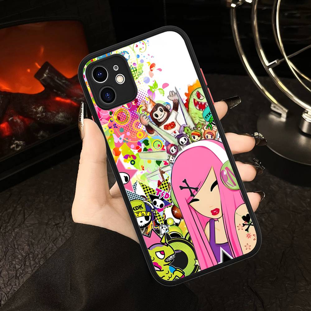 Чехол с персонажем T-tokidoki для iPhone 16 15 14 13 12 11 Pro Max X XS MAX Plus, полупрозрачный черный