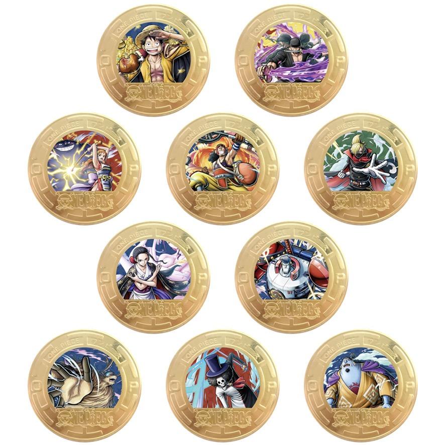 Anime Collectible Coins Set Luffy Chopper Commemorative Gold Colored Metal Coins Merchandise Children's Gift Toy Fans