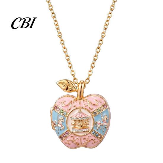 Delicate Pendant Jewelry Openable Fruit Charm Necklace, Treasure Box with Mini Non-fading Electroplated Figurine Inside, Elegant Necklace Gift