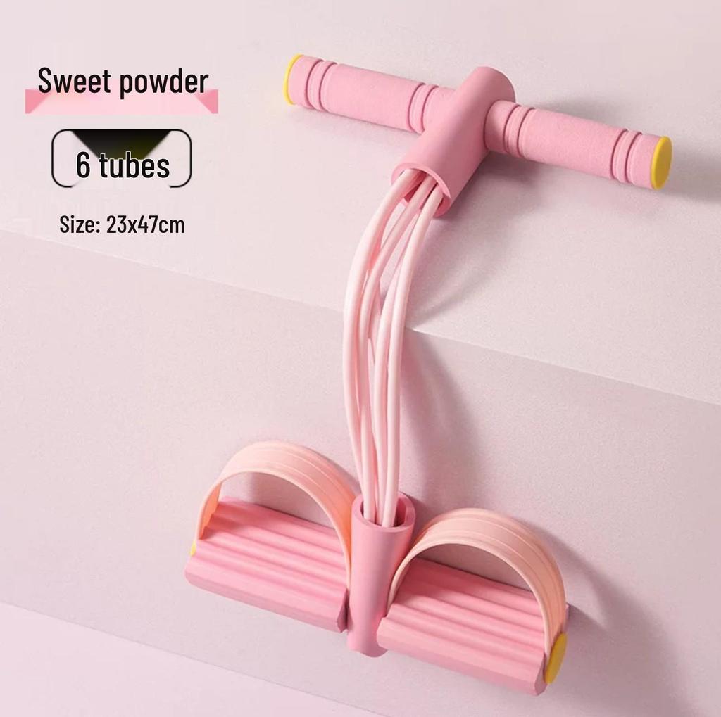 Four-Tube Foot Pedal Resistance Band & Ab Trainer