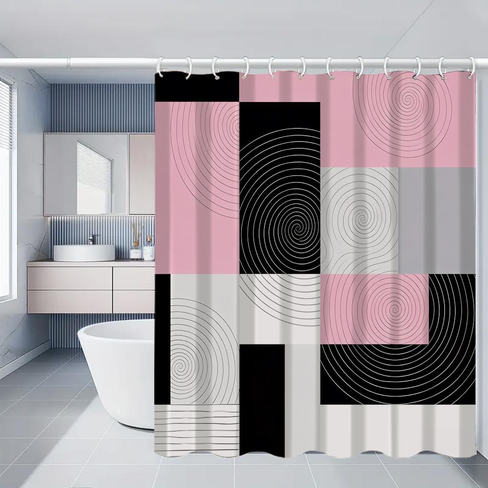 Pink Rose Shower Curtain Set With Toilet Lid Cover And Bath Mat 70.8x70.8 Inches Bathroom Decor