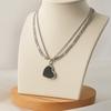 Titanium Steel Double Stacked Neck Chain Handmade Heart Clavicle Chain  Female Lady Girl
