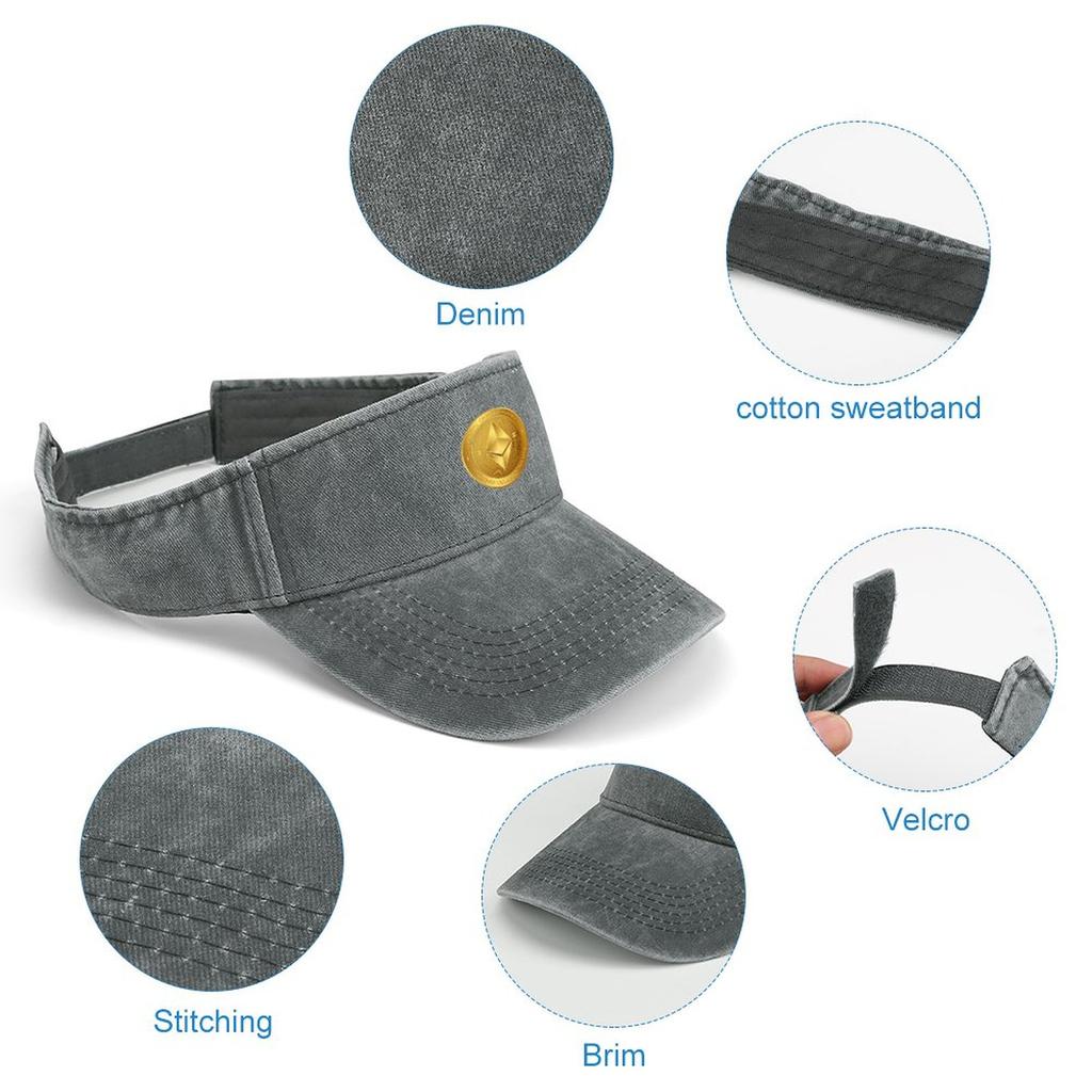 Майнер криптовалюты Ethereum Монета ETH Солнцезащитный козырек Дырявый верх Ковбойские шляпы унисекс Женские спортивные бейсболки для гольфа Кепки с открытым верхом на заказ