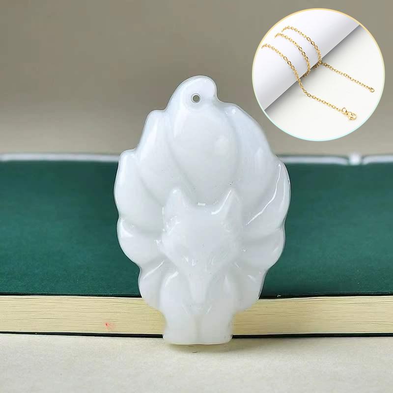 Ожерелье-цепочка с подвеской в ​​виде девятихвостой лисы, унисекс, китайское животное, ручная резная лиса, для мужчин и женщин, счастливый ювелирный подарок