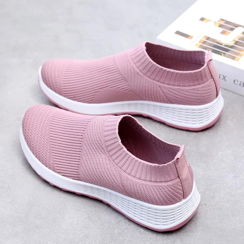 Women'S  New Fabric Upper Women'S Korean Casual Socks Shoes Breathable And Lightweight Mesh Sports Shoes Women'S Soft Soles