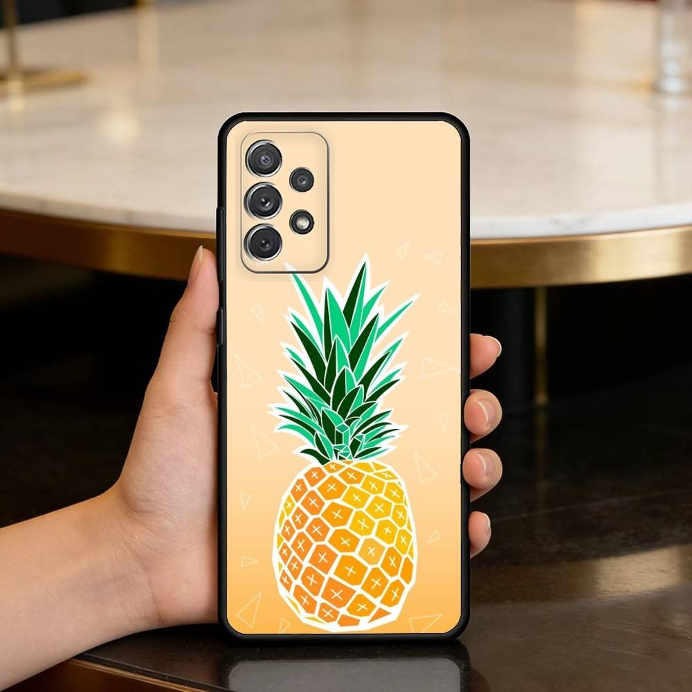 S-Summer P-Pineapple Soft Silicone Black Cover Phone Case For Samsung Galaxy A73,A72,A71,A70,A53,A52,A51