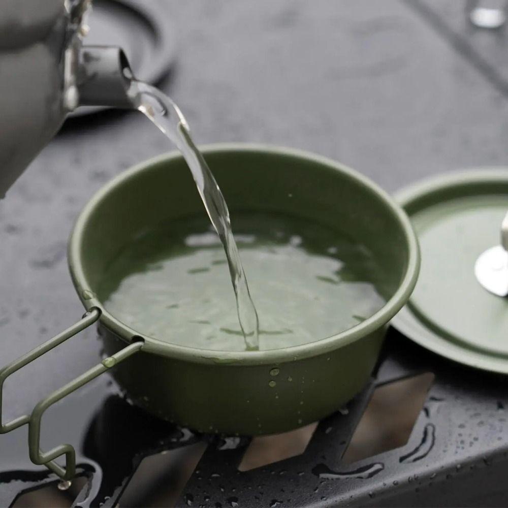 Folding Handle Aluminum Zinc Zinc Alloy Bowl Lightweight Camping Bowl Portable Picnic Bowl Picnic