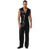 Retro 1920s Disco Outfit for Men M-3XL Metallic Shiny Plaid V Neck Lapel Sleeveless Wide Leg Jumpsuit for Club Rave Stage
