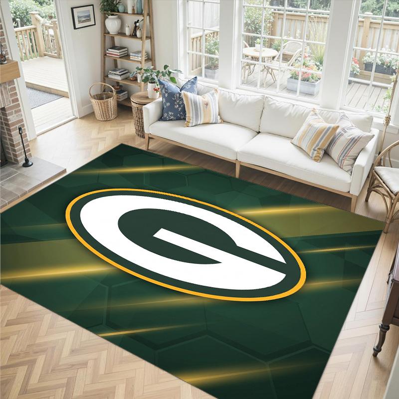 Green Bay Packers Design Crystal Velvet Carpet Cozy Non?Slip Printed Rug For Bedroom Living Room Entrance