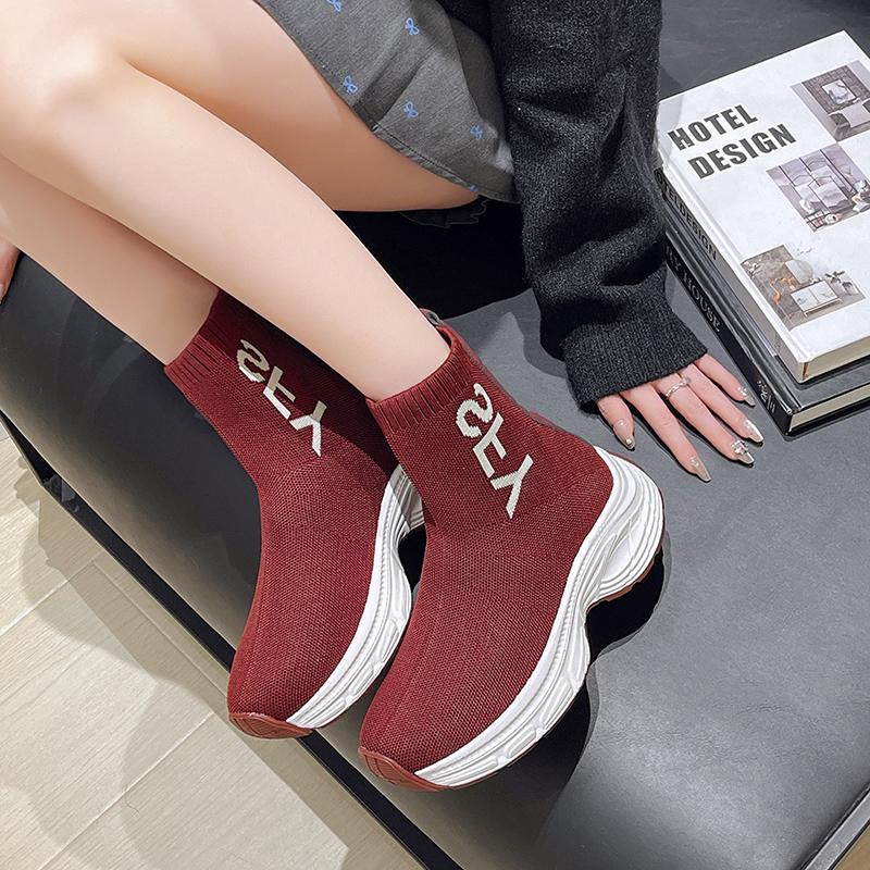 Женские ботильоны с острым носком, эластичные, на толстом среднем каблуке, модные короткие ботинки, новые черные туфли на платформе для женщин