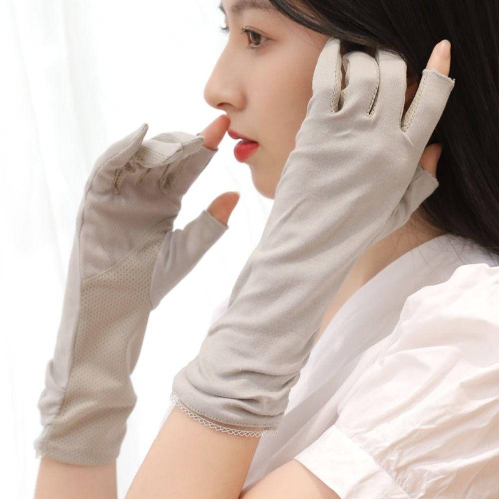 Lengthen Women Sunscreen Gloves Thin Summer Driving Mittens Sun Protection Riding Gloves Ladies