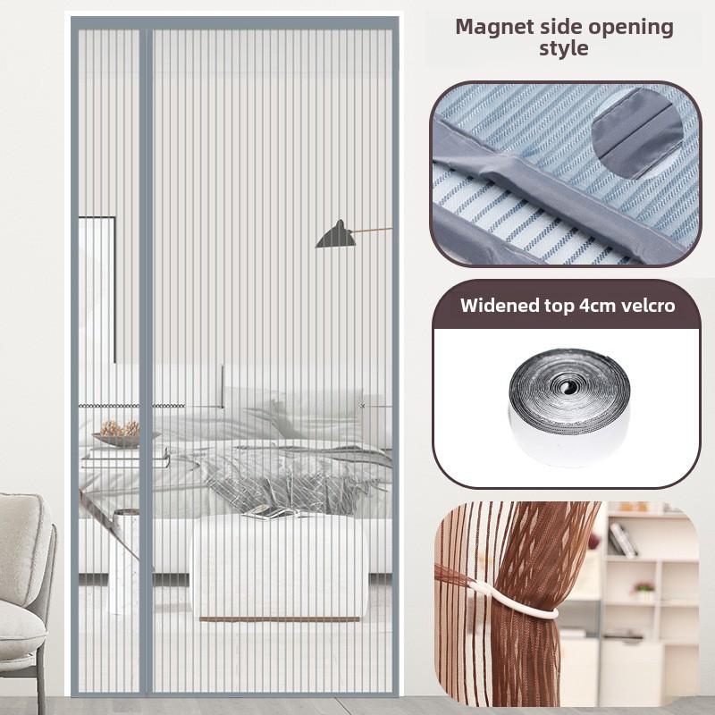 Магнитная москитная штора, открывающаяся вбок — сетка на липучке без сверления для спальни, самозакрывающаяся защита от мух и насекомых.
