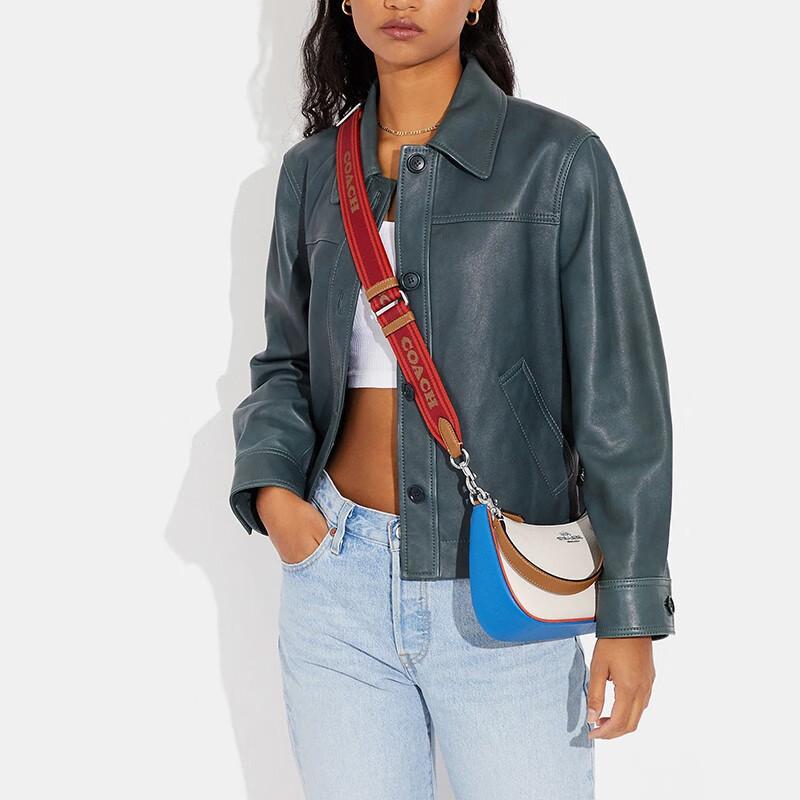 New COACH Teri Cow Leather Crescent Bag, Handbag, Shoulder Bag Women's White CJ595-SVCAH