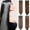Women Fashion Long Straight Hair Extensions 16 Clips 7 Pcs Hairpiece Synthetic Fiber Straight Wavy Extension