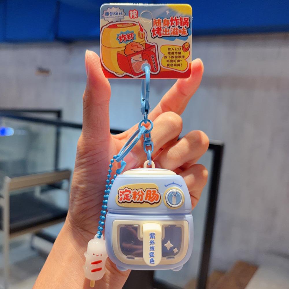 Cute Simulation Food Keychain Interactive UV Color Changing Keychain Mini Oven Toy Car Key