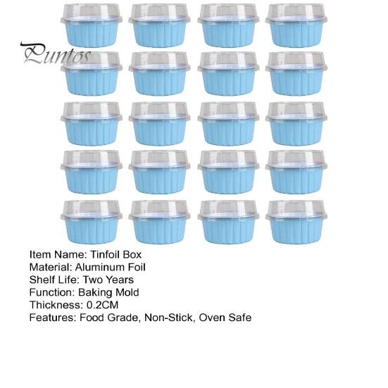 20Pcs Tinfoil Box with Lid Reusable Disposable Round Food Grade Non-Stick Oven Safe Cupcake Container Aluminum Foil Bowl Baking Mold Kitchen Supplies