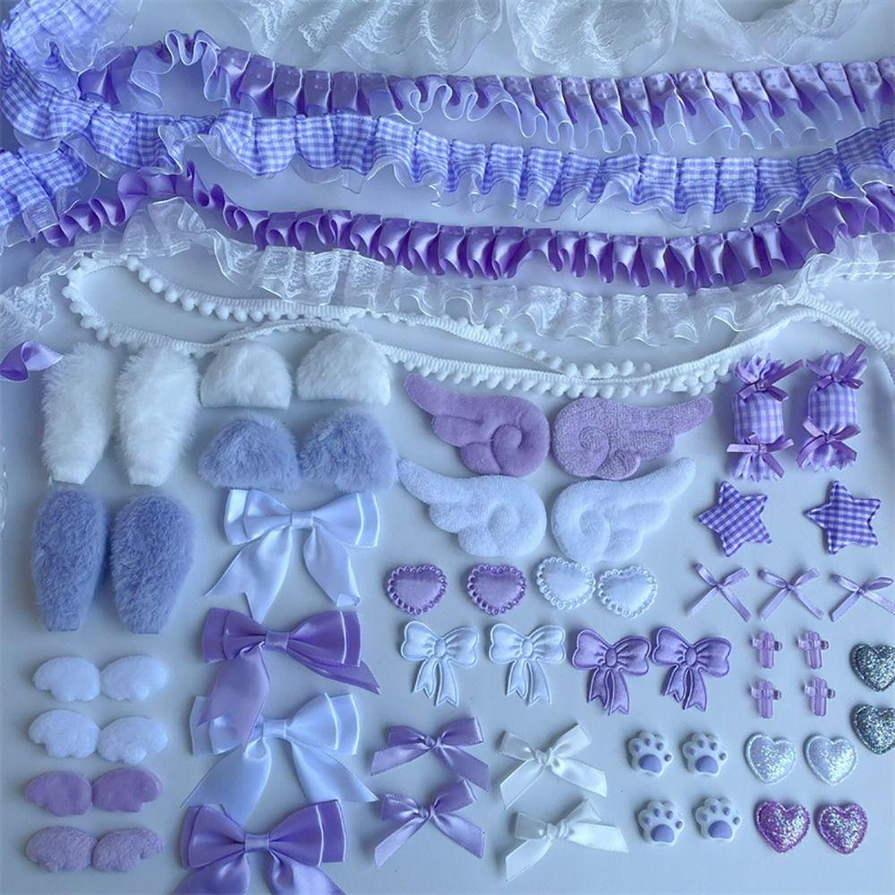 40Pcs/Set Pink Handmade Material Pack Pain Bag Bow Lace Accessories Set Colorful Material Pack Set