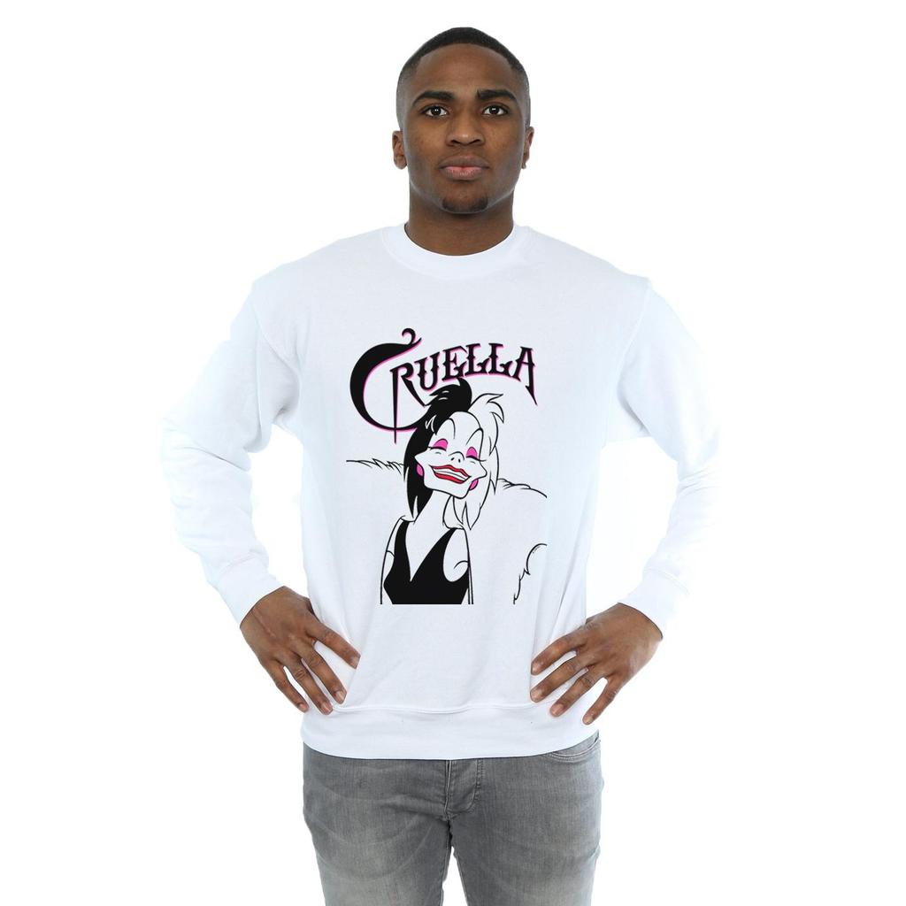 Disney Mens Cruella De Vil Evil Smile Sweatshirt