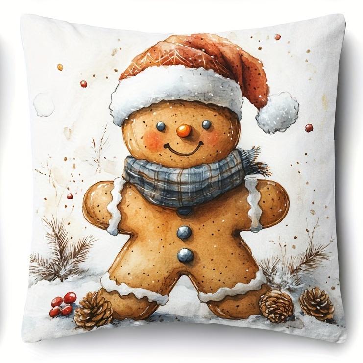 Набор мультяшных подушек в виде рождественского пряничного человечка - Декор для офиса, крыльца, двора, дивана, гостиной, улицы (Без наполнителя)