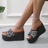 Мода 2024 Лето Новые женские босоножки на покатом каблуке в европейском и американском стиле Повседневные удобные черные подошвы для женщин