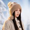 Модная и универсальная осенне-зимняя шапка в корейском стиле для женщин с бархатным кроличьим мехом для защиты ушей, теплая вязаная шапка, шерстяная шапка для большой головы