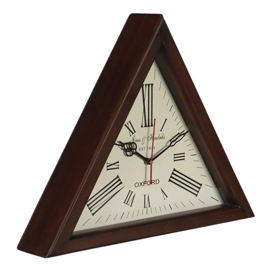 30 Cm Triangle Wall Clock, Brown Wood Frame Wall Decorative, Room, Living, Studies, Offices, Home Decor Best Item for Gift