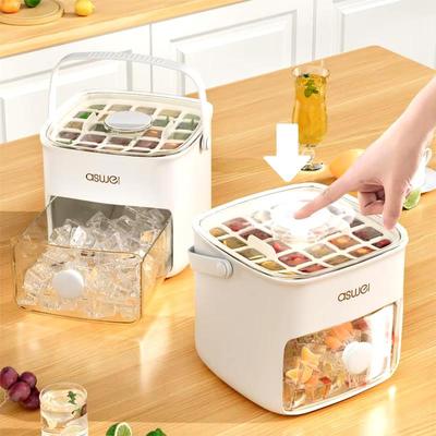 Силиконовые формочки для кубиков льда с крышкой, коробка для приготовления льда One Click для морозильника, формы для кубиков льда, 48 шт., держатель для кубиков льда, в комплект входят щипцы для льда