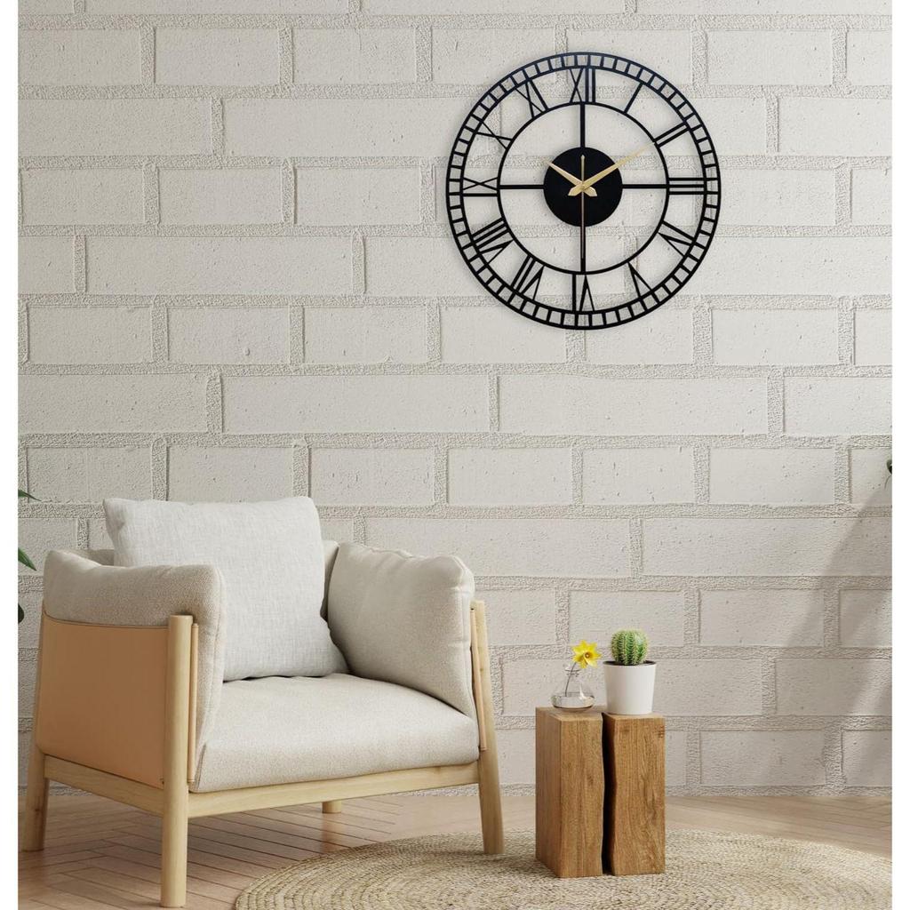 Stylish Metal Analog Wall Clock for Living Room, Bedroom, Kitchen, Home and Hall | Antique Fancy Big Size Modern Wall Watch for Home Decor (60CM)