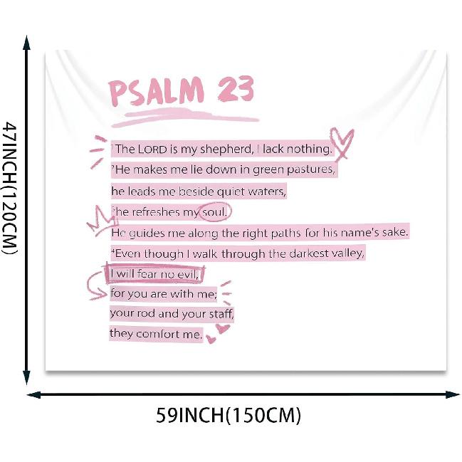 Pink Christian Tapestry Aesthetic Bible Verses Tapestries Wall Hanging Pink Wall Art for Teen Girls & Women Wall Tapestry for Bedroom Dorm Decor for