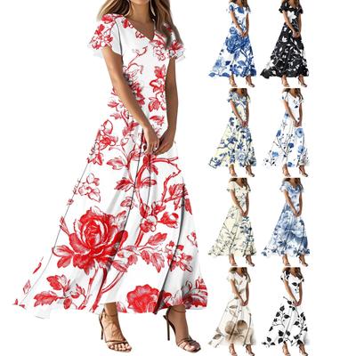 Платья для женщин, летние, повседневные, на пуговицах, с V-образным вырезом, с коротким рукавом, для работы, платья