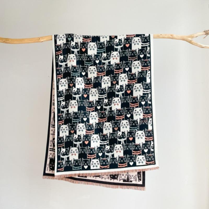 Winter Kitten Scarf Women's New Versatile Lengthened Imitation Cashmere Scarf Fashion Warm Thickened Shawl