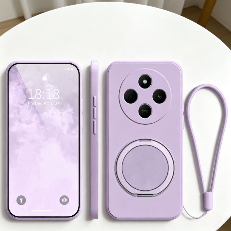 For Magsafe Magnetic Lanyard Case For Redmi 17C Liquid Silicone Rotating Holder Shockproof Soft TPU Cover For Redmi 17C Bumper