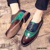 British Designer Colorful Mix Pointed Brogue Leather Shoes Flat For Men 2025 Dress Formal Wedding Prom Oxford Zapatos Hombre