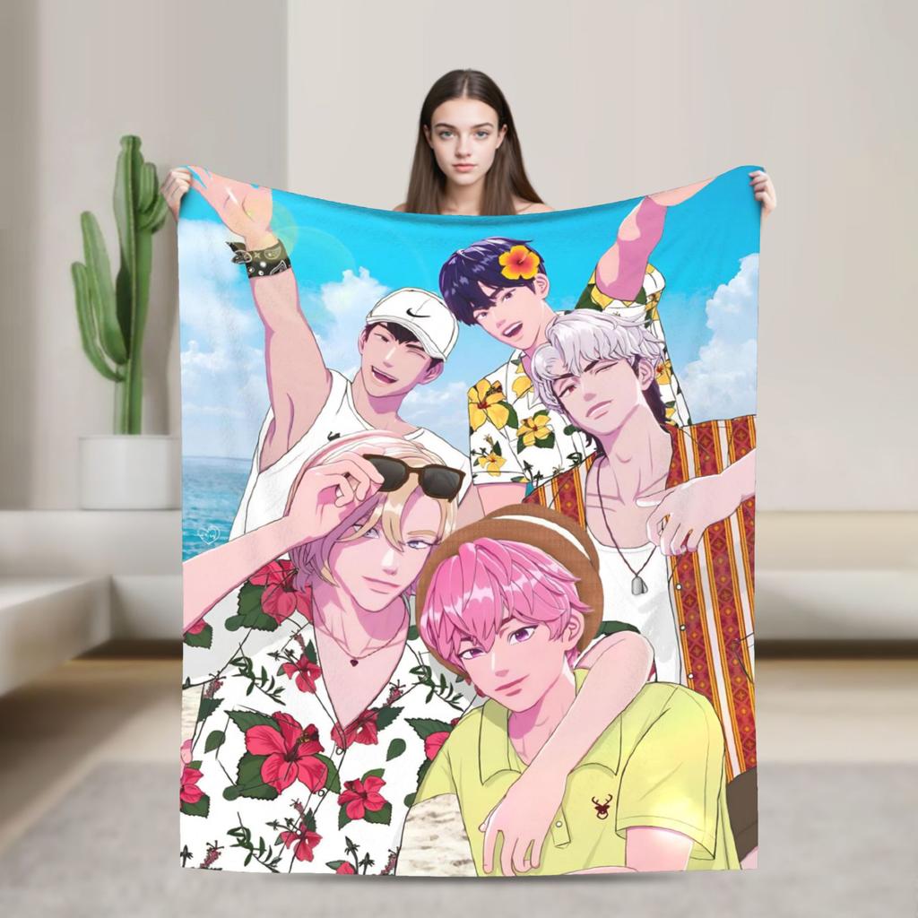 Blankets Travel Kpop PLAVE Caligo pt Throw Blanket Flannel Bedspread For Couch Chair Sofa Bed Graphic Sofa Bed Cover
