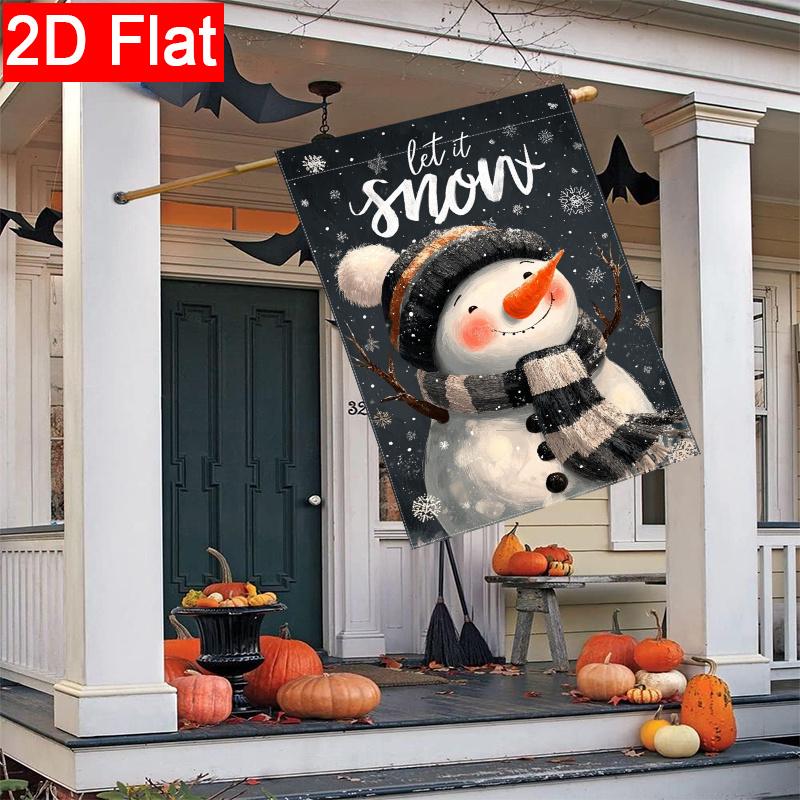 2D Flat, 2D Flat Christmas Snowflake Snowman Christmas Garden Flag_2 (2)- Outdoor Garden Flag Double-sided Home Decoration Courtyard Decoration Outdoo