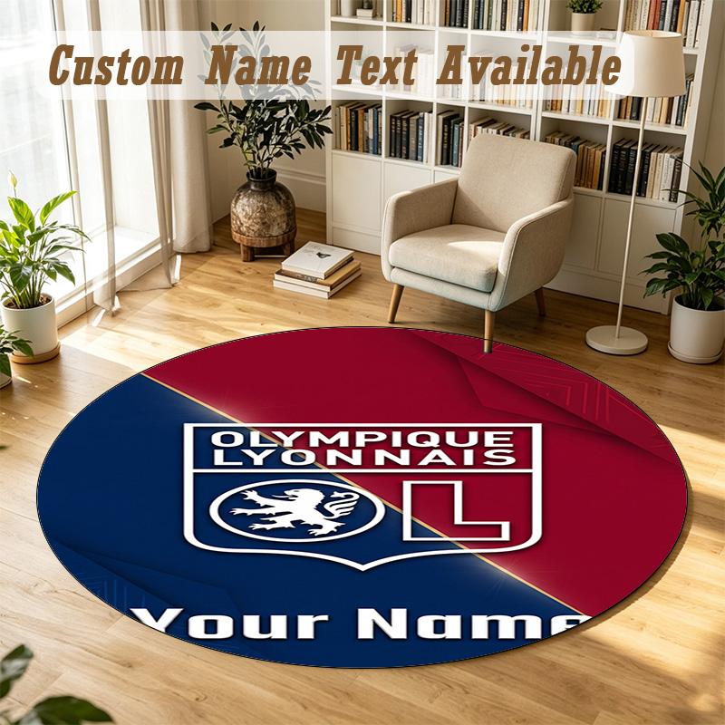 Round Rug Custom NameLyon FC Pattern Non Slip Carpet Home Floor Decor