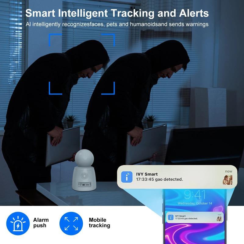 Smart 2.4G 2K WiFi Indoor Security Camera Support Remote Two-Way Video Wireless Cameras for Pet/Dog/Child/Elder with Phone APP