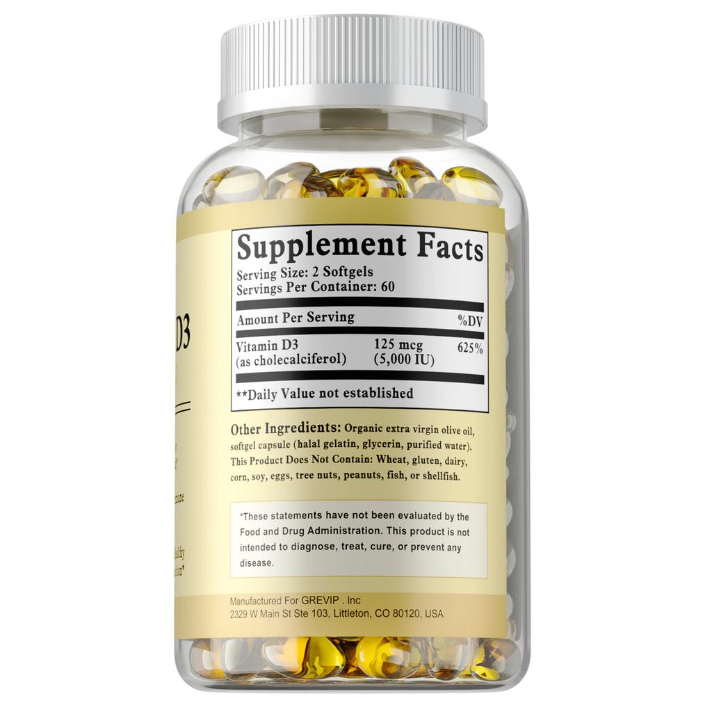 High-content Vitamin D3 capsules, support bone health, boost immunity, and are easily absorbed.