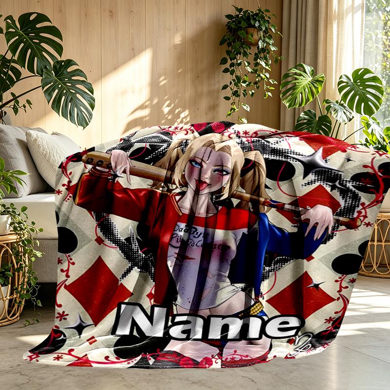 Custom Name Personalized Superhero Print Blanket, Home Decor, Bedroom, Sofa, Camping, Couch, Gifts for Birthday Christmas