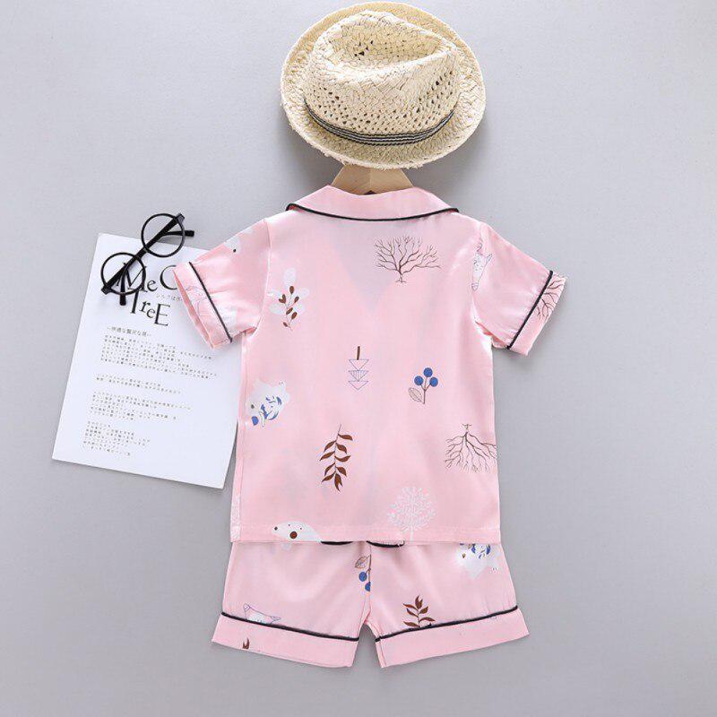 Комплект одежды с принтом «Корни медведя» для маленьких мальчиков и девочек, блузка с короткими рукавами, топы + шорты, одежда для сна, пижамы